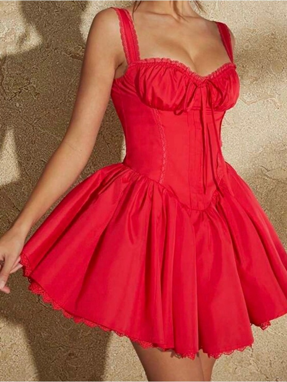 Red Corset Babydoll Dress - Women